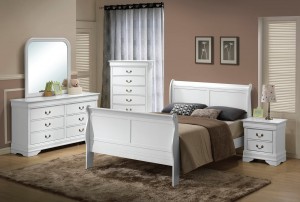 Semi-gloss Sleigh Like Bedroom Furniture Set 170 in Cherry Black White