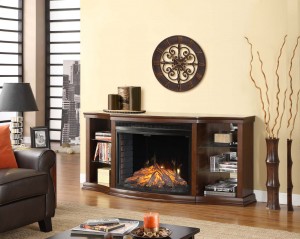 Contessa Curio Cabinet Fireplace Mantel w Curved Firebox | Xiorex